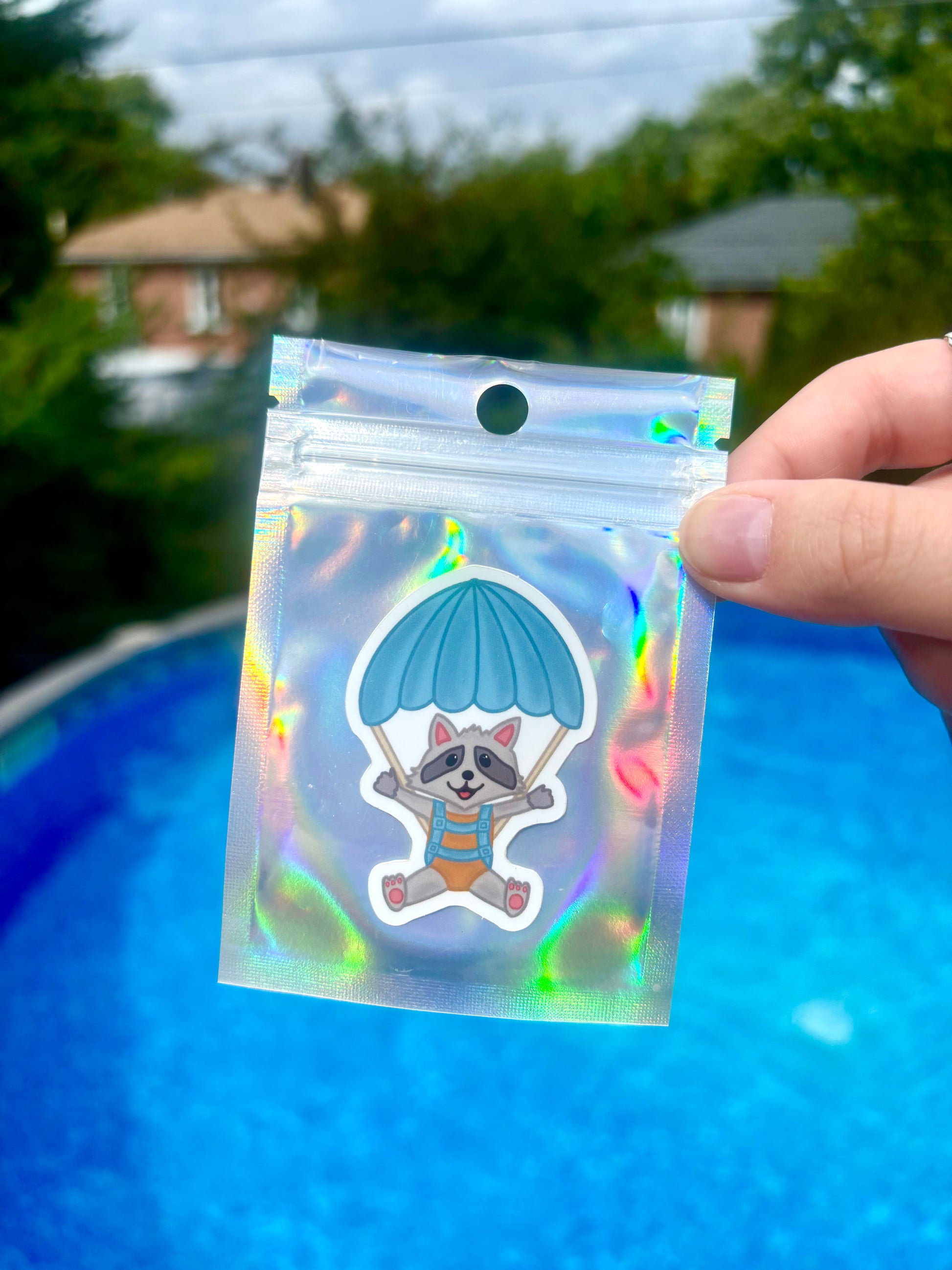 Raccoon parachute - Stickers
