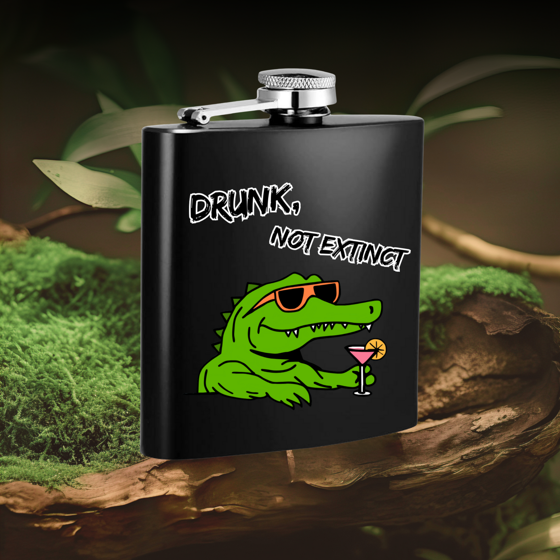 Alligator-Themed Flask - Drunk, not extinct