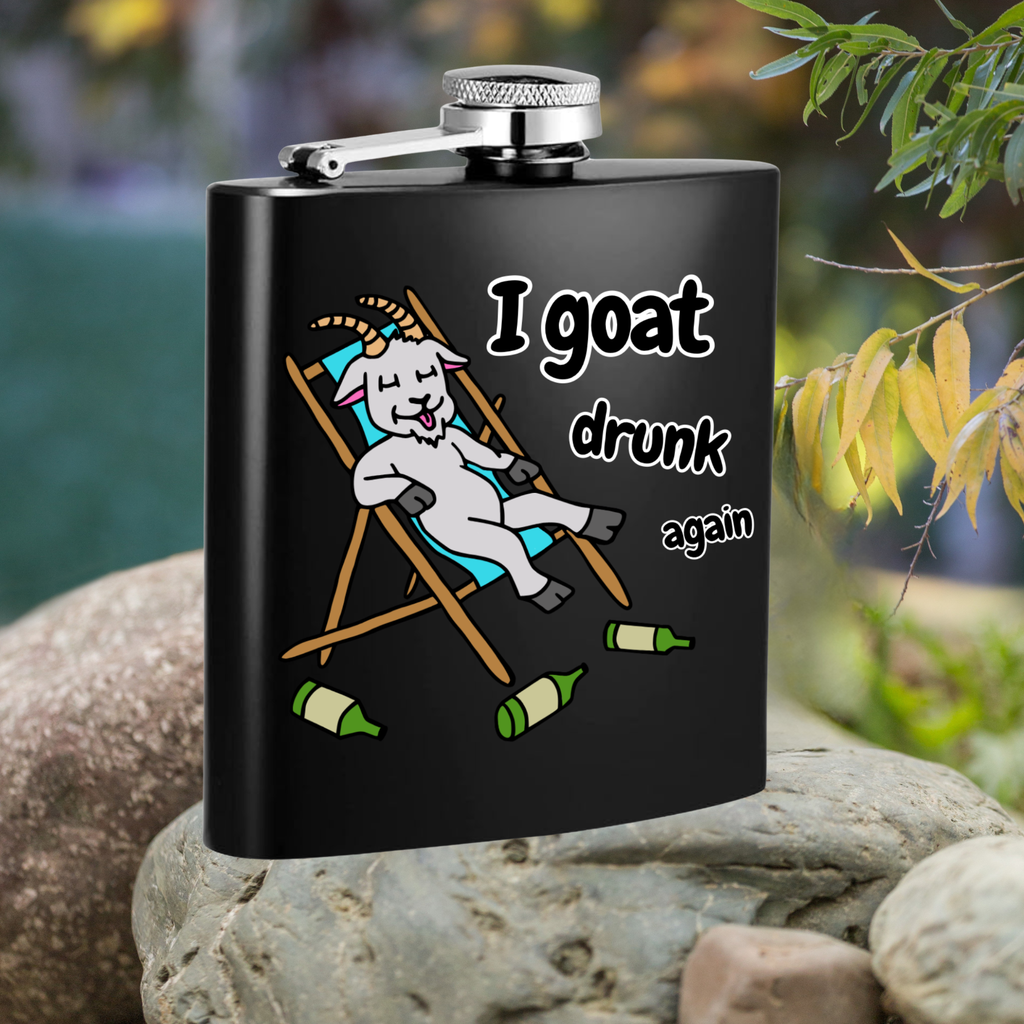Goat-Themed Flask - I goat drunk again
